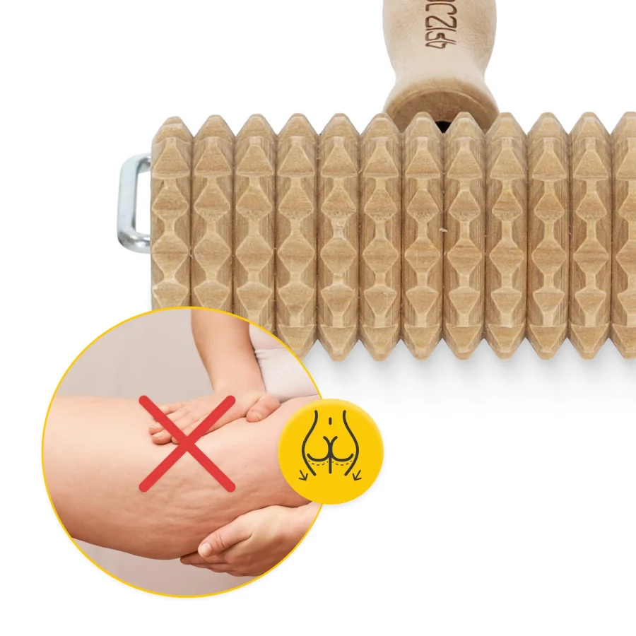 Stor massasjerulle i tre med håndtak – 17 cm – bilde 6 av 7