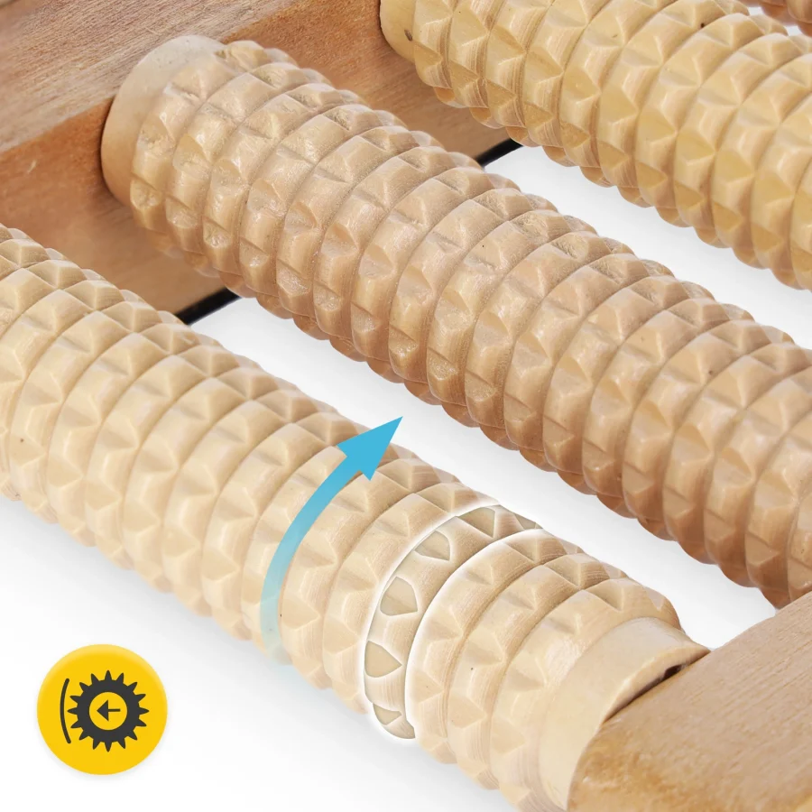 Dobbel fotmassasjerulle i tre – 31 cm – bilde 2 av 7