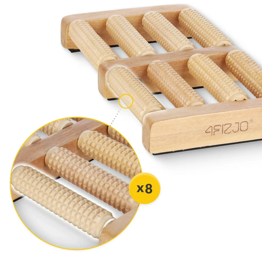 Dobbel fotmassasjerulle i tre – 31 cm – bilde 3 av 7