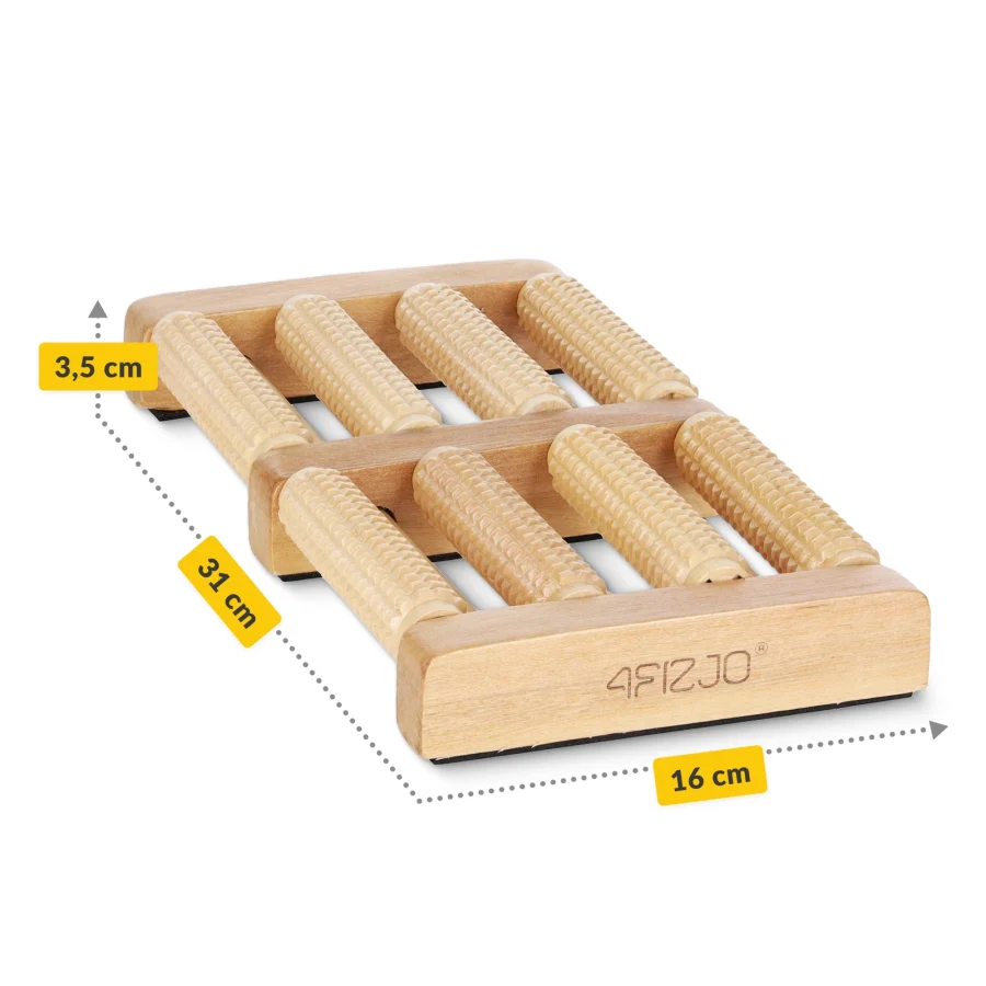 Dobbel fotmassasjerulle i tre – 31 cm – bilde 4 av 7