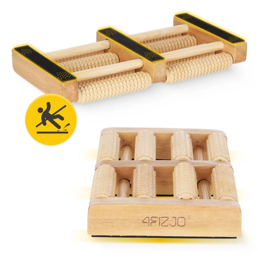 Dobbel fotmassasjerulle i tre – 31 cm – bilde 6 av 7