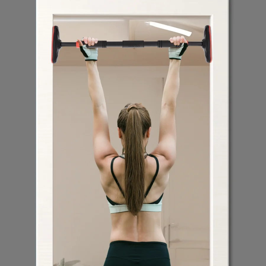 Justerbar dørstang til pullups – ULTRA rød, 66–100 cm – bilde 7 av 8