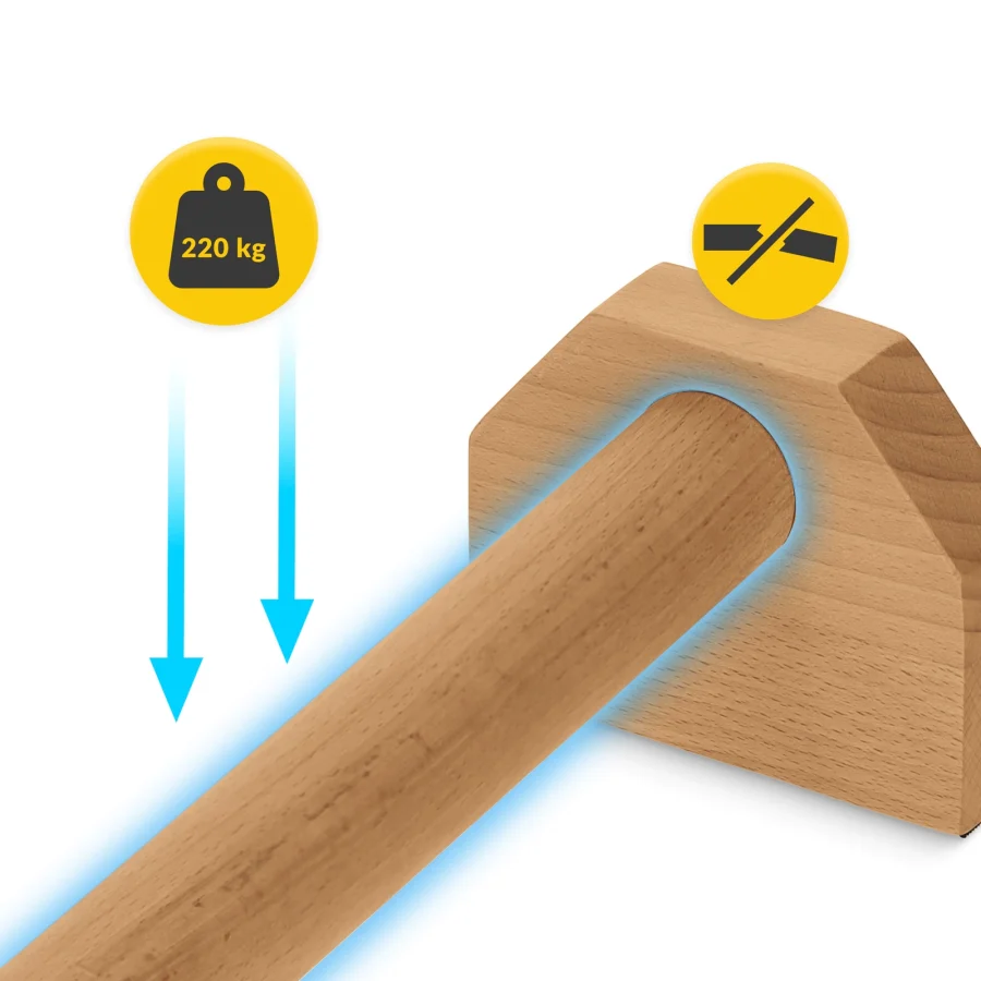 Parallettes i tre – 50 cm, 2 håndtak – bilde 2 av 8