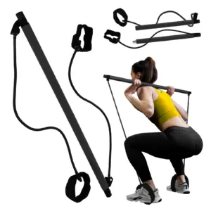 Pilates Treningsstang Med Ekspandere Svart