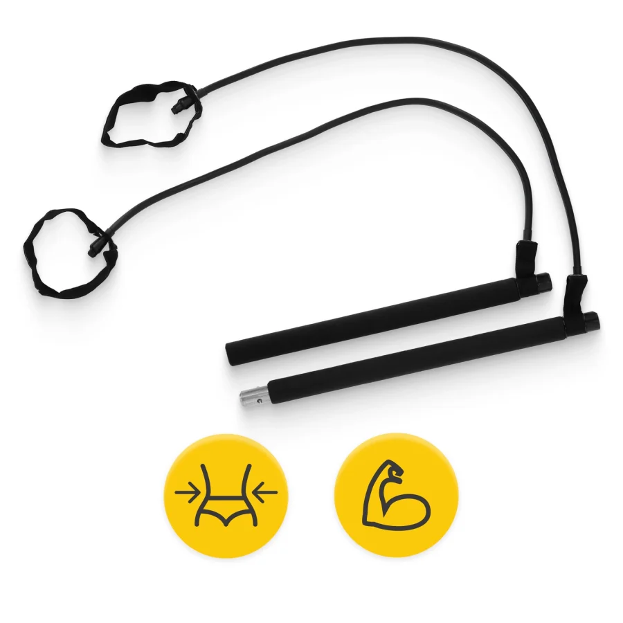 Pilatesstang med strikker – 90 cm, svart – bilde 2 av 7