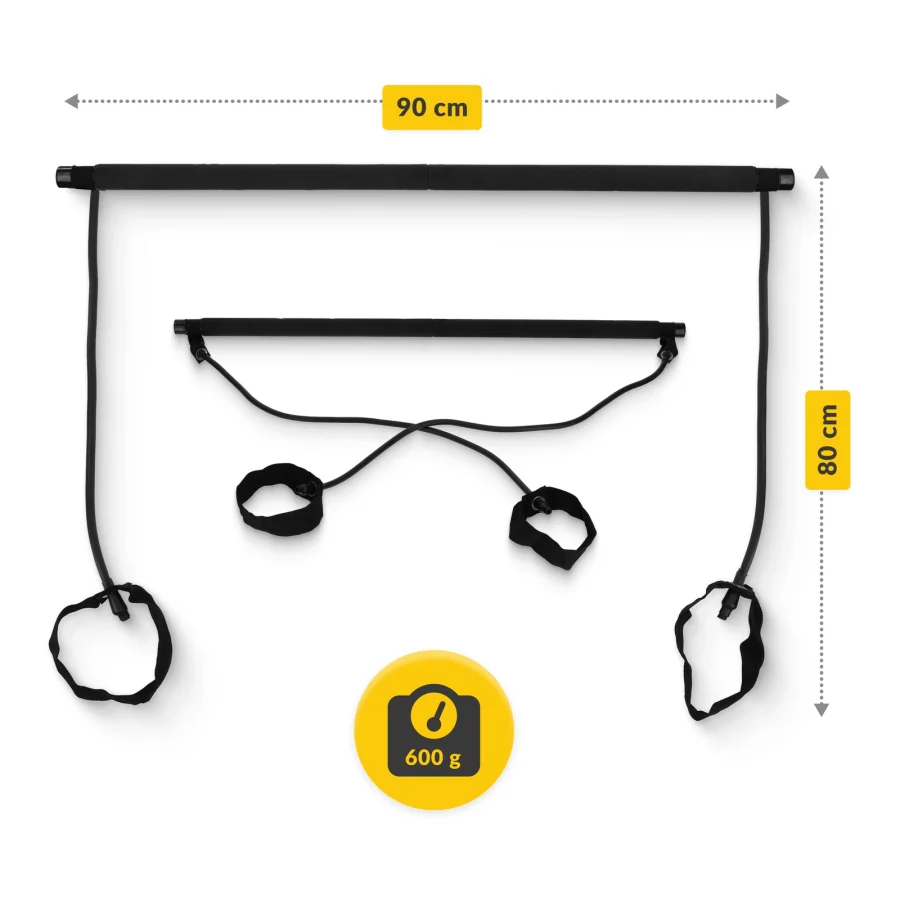 Pilatesstang med strikker – 90 cm, svart – bilde 5 av 7
