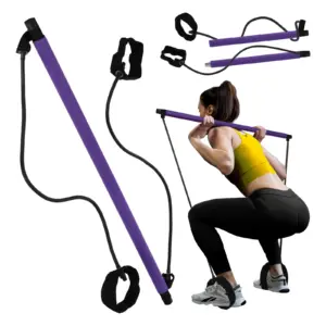 Pilates Treningsstang Med Ekspandere Lilla