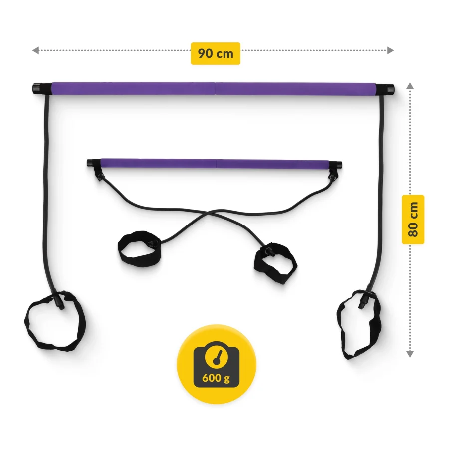 Pilatesstang med strikker – 90 cm, lilla – bilde 5 av 7