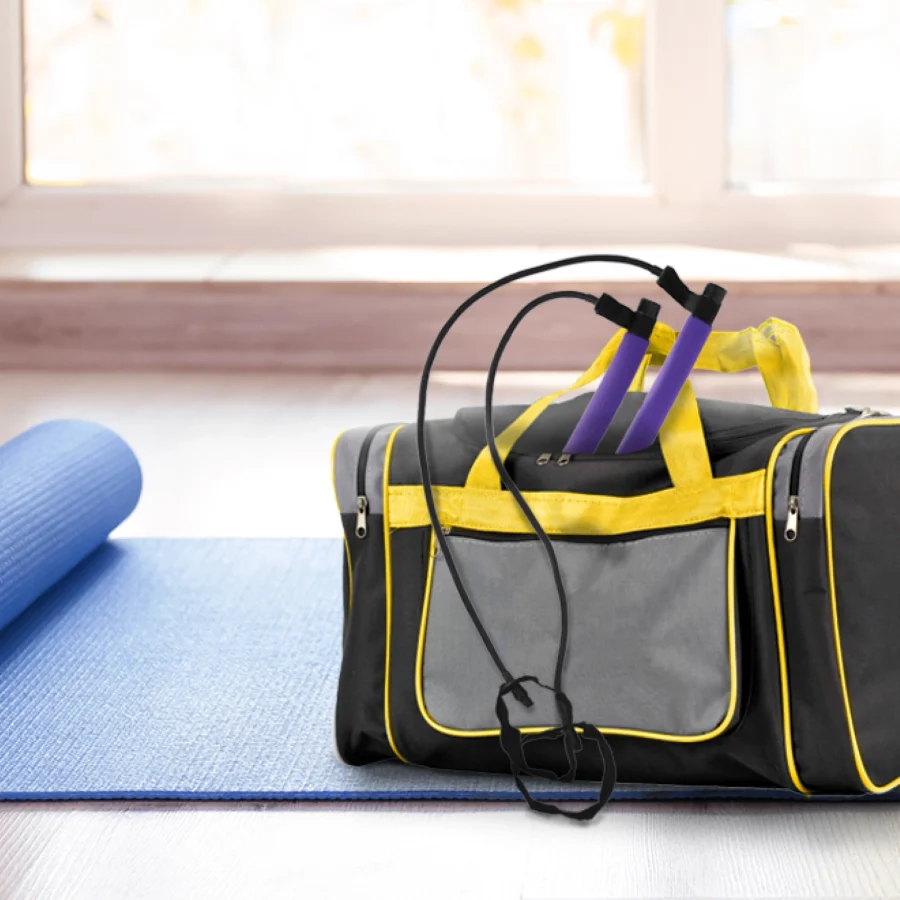 Pilatesstang med strikker – 90 cm, lilla – bilde 7 av 7