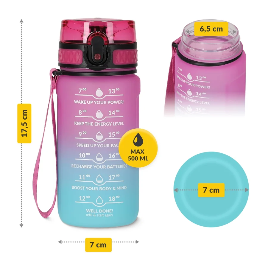 Motivasjonsflaske 0,5 l – rosa – bilde 4 av 8