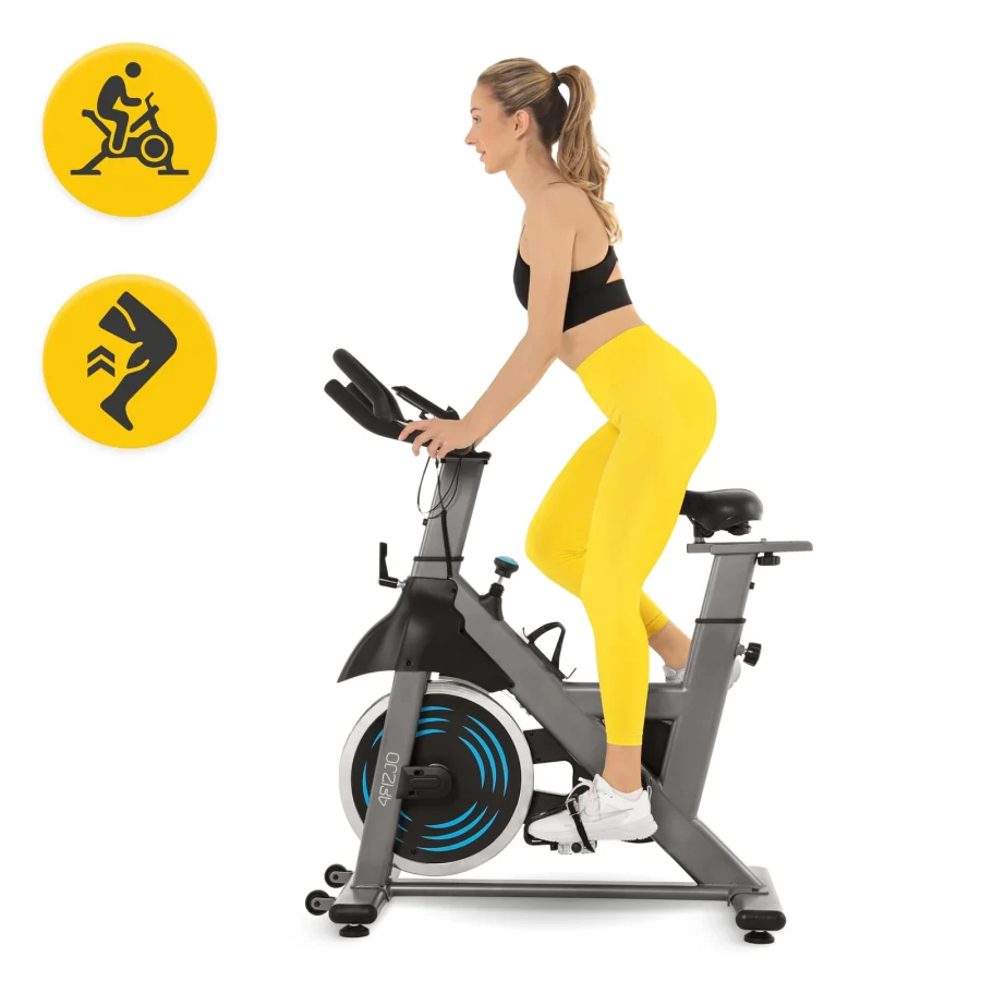 Spinningsykkel RACING – 13 kg svinghjul, grå – bilde 2 av 8