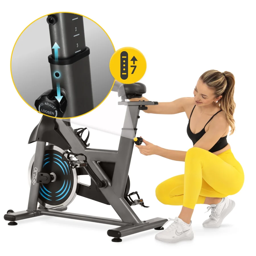 Spinningsykkel RACING – 13 kg svinghjul, grå – bilde 5 av 8