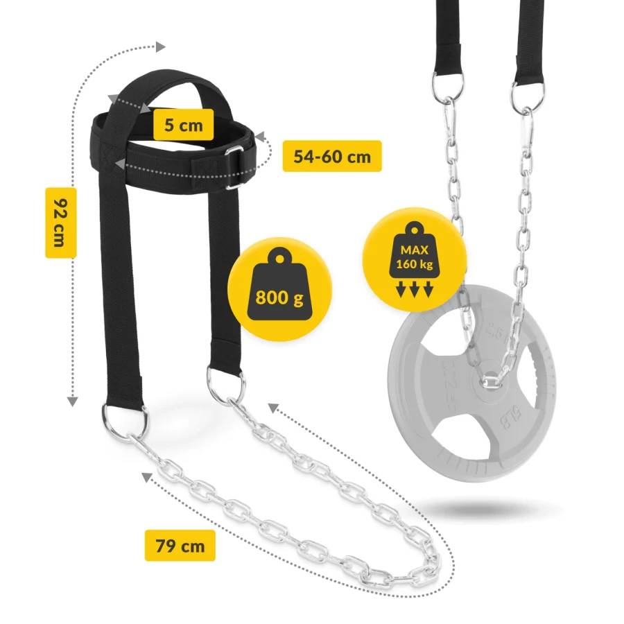 Nakkeharness til styrketrening – justerbar, 54–60 cm – bilde 5 av 7