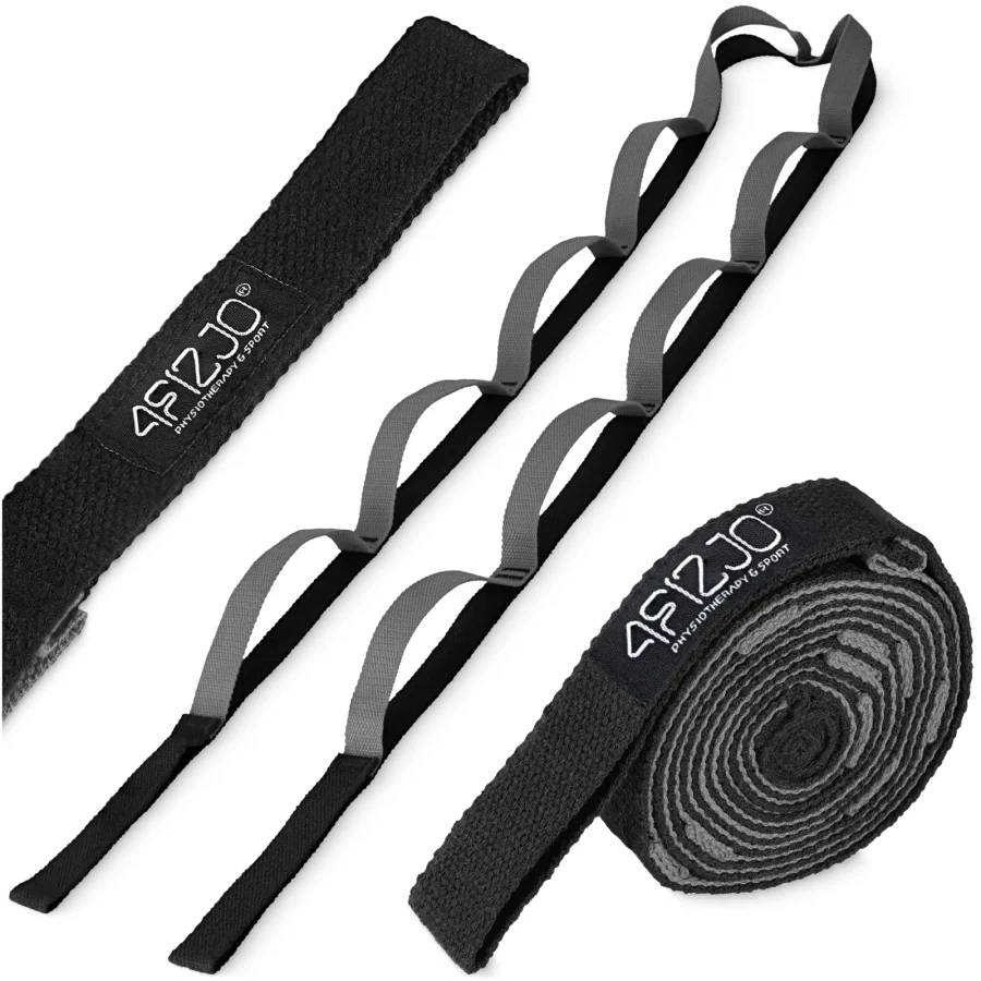 Stropp til stretching og yoga – 233 × 2,5 cm, grå/svart – bilde 1 av 6