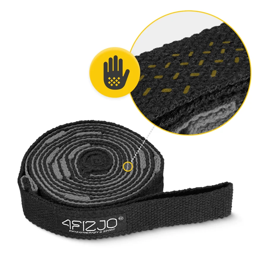 Stropp til stretching og yoga – 233 × 2,5 cm, grå/svart – bilde 6 av 6