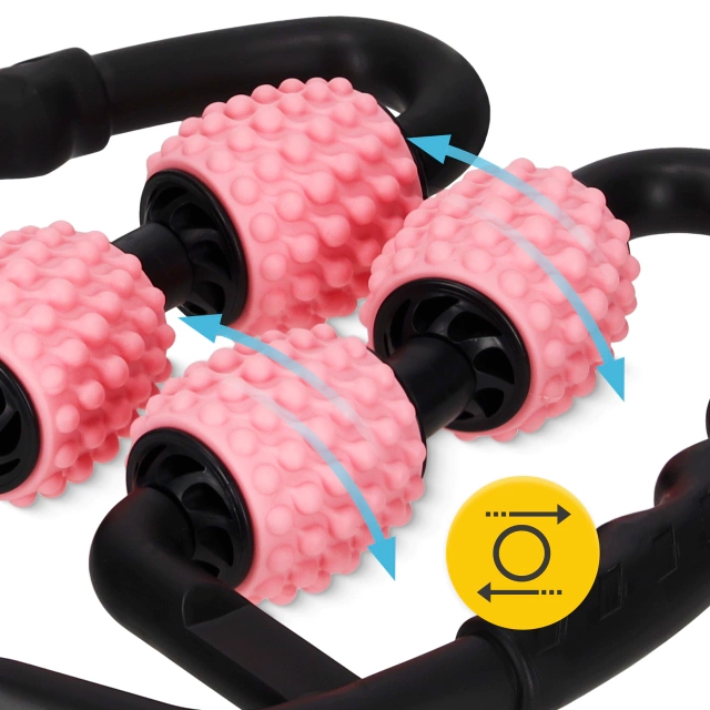 Håndholdt massasjerulle med knotter – rosa og svart – bilde 3 av 7