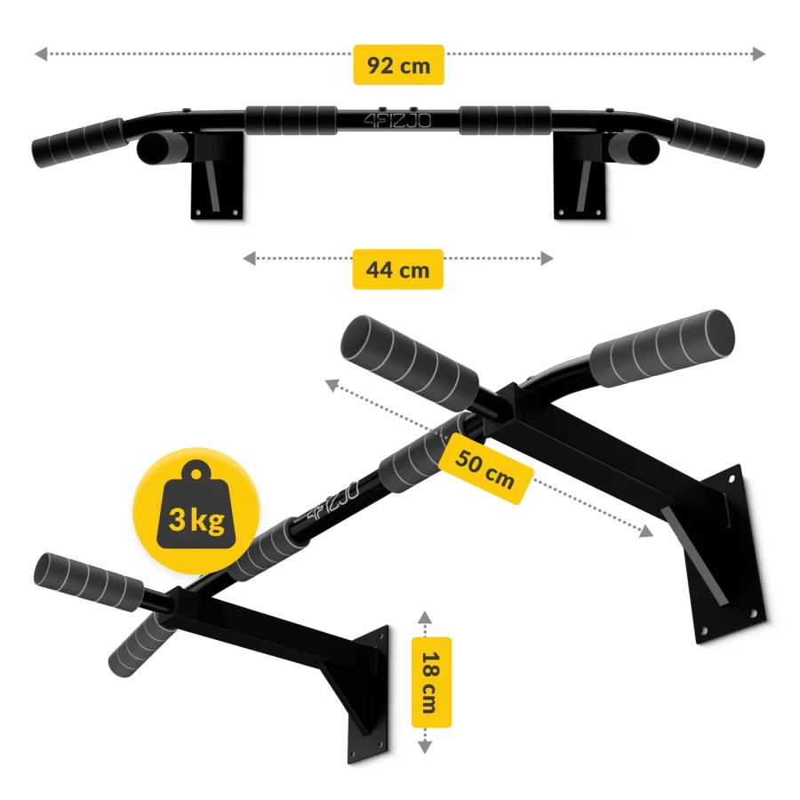 Veggmontert pullup-stang 92 cm – multifunksjonell – bilde 3 av 5