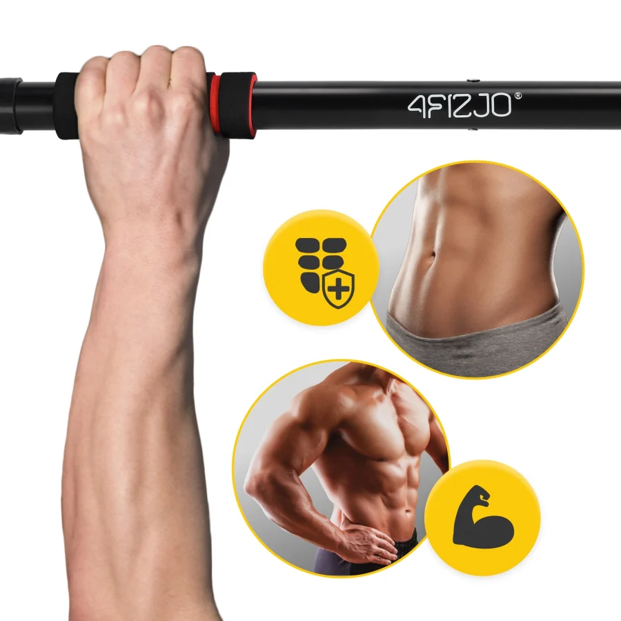 Justerbar dørstang til pullups – BASIC rød, 61,5–100 cm – bilde 2 av 8