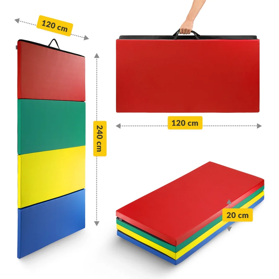 Sammenleggbar treningsmatte XL – 240 × 120 × 5 cm, flerfarget – bilde 6 av 8