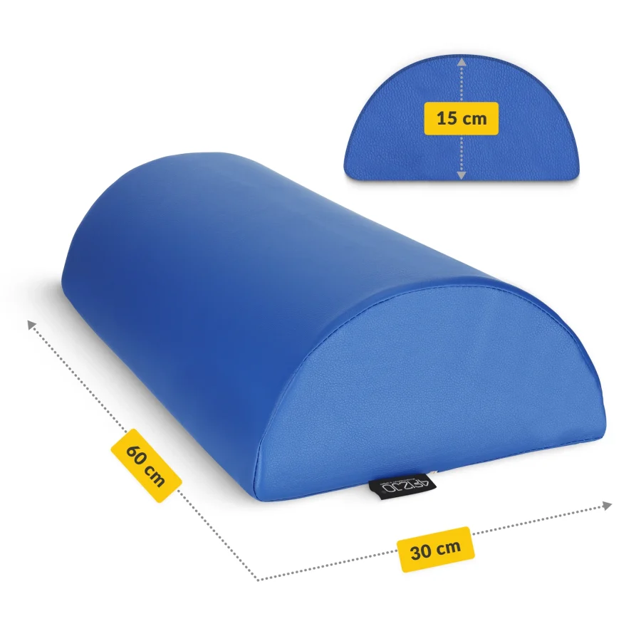 Halvrund rehabiliteringspute 60 × 30 × 15 cm – blå – bilde 2 av 6