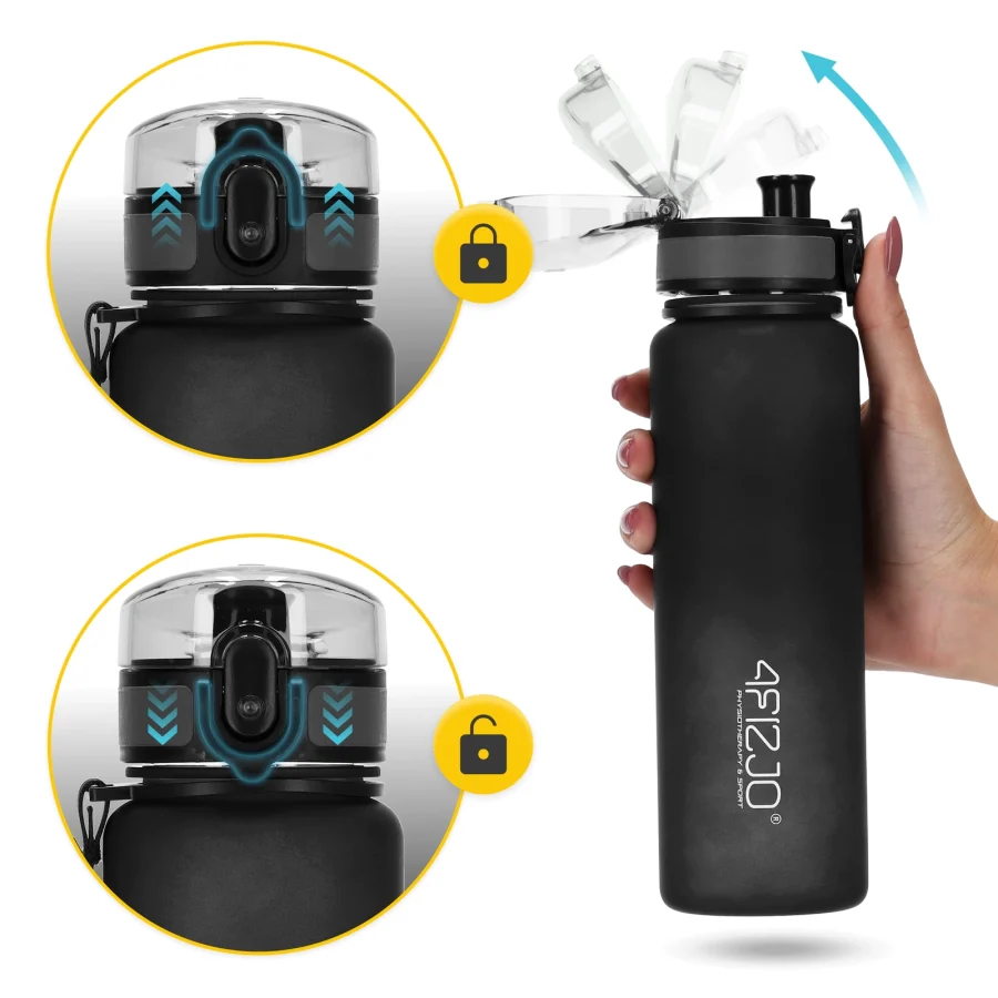 650 ml svart sportsvannflaske – bilde 2 av 8