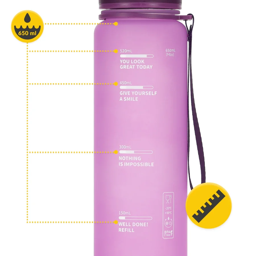 Drikkeflaske 650 ml i tritan – rosa – bilde 3 av 8