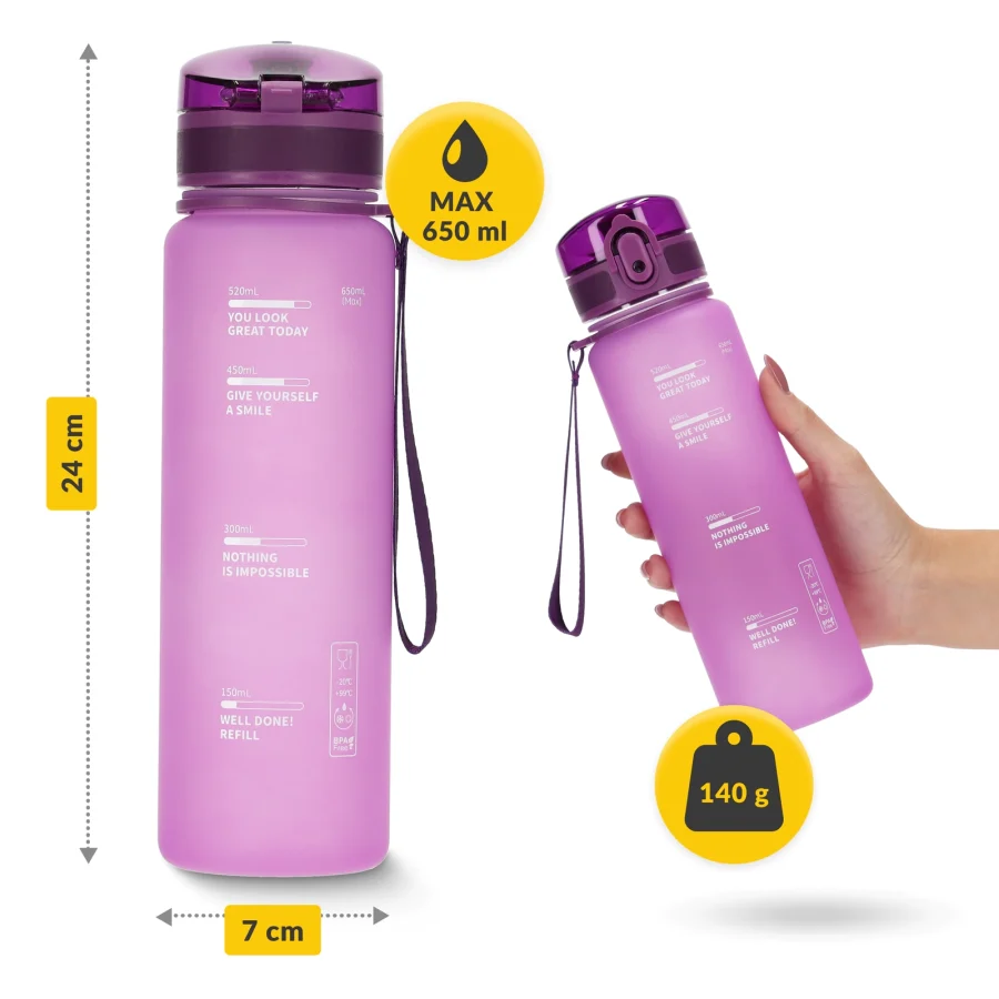 Drikkeflaske 650 ml i tritan – rosa – bilde 4 av 8