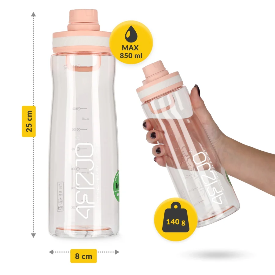 850 ml rosa sportsvannflaske – bilde 3 av 8