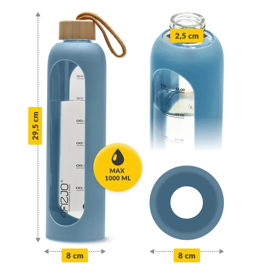 Drikkeflaske i glass 1 l – blå – bilde 2 av 8