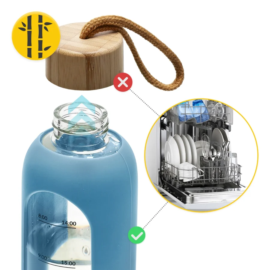 Drikkeflaske i glass 1 l – blå – bilde 5 av 8