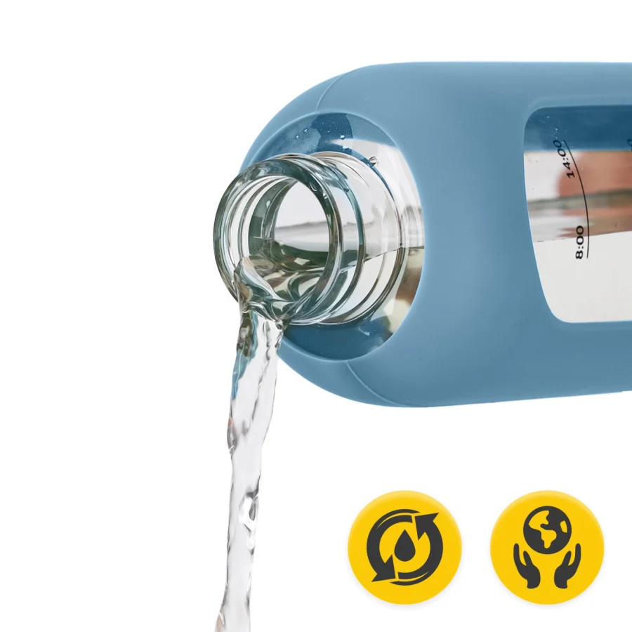 Drikkeflaske i glass 1 l – blå – bilde 7 av 8