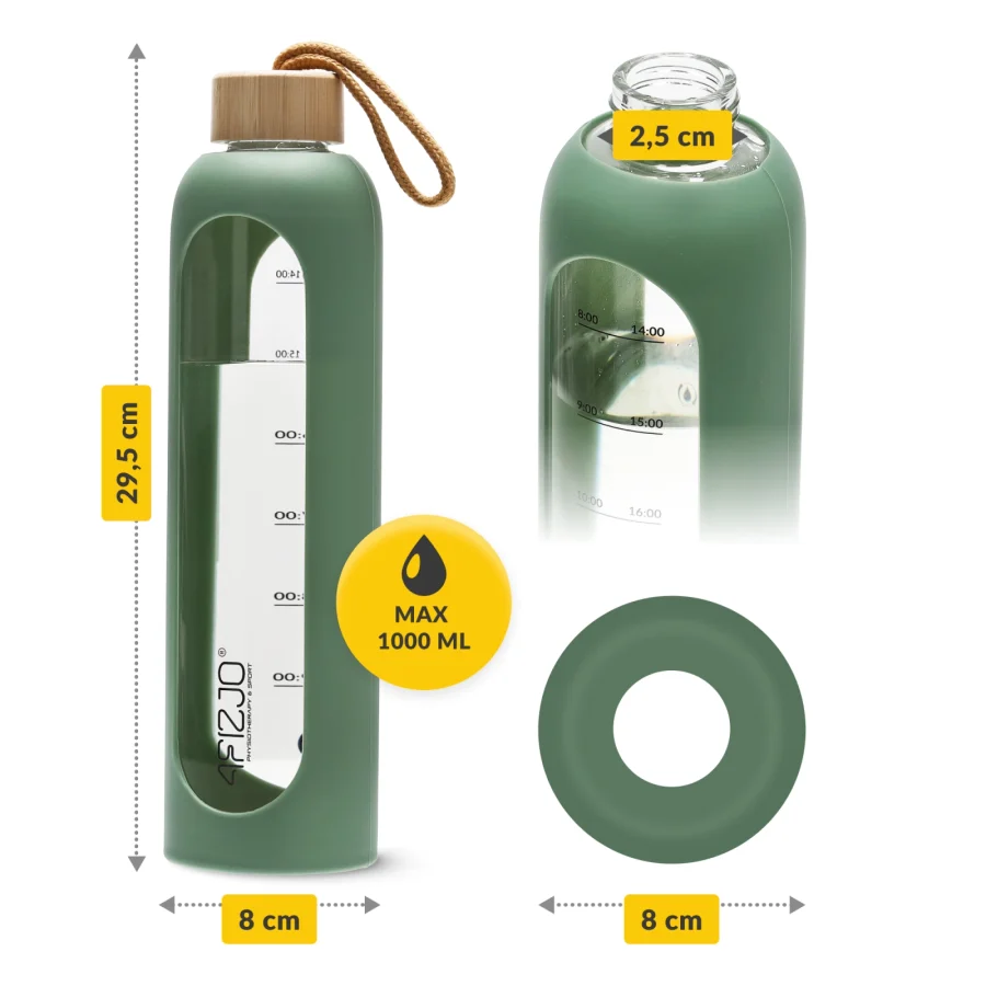 Drikkeflaske i glass 1 l – grønn – bilde 2 av 8