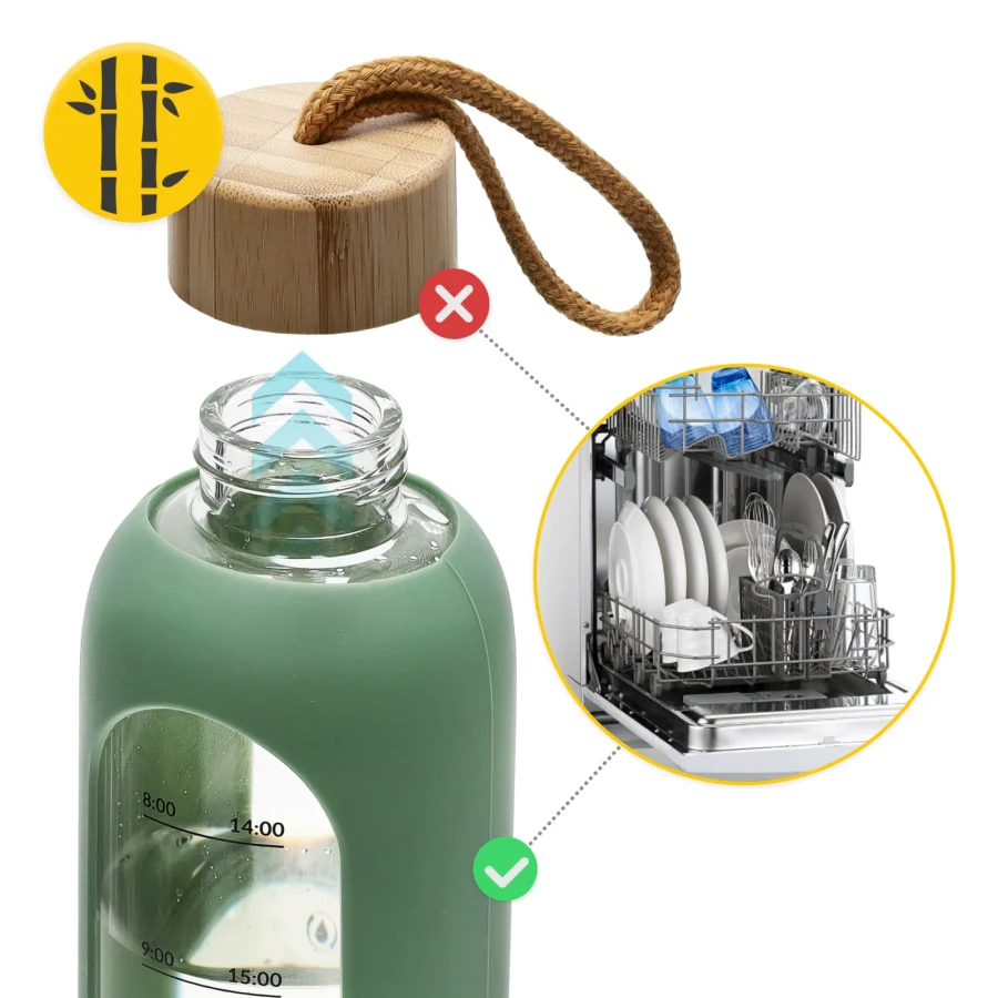 Drikkeflaske i glass 1 l – grønn – bilde 5 av 8