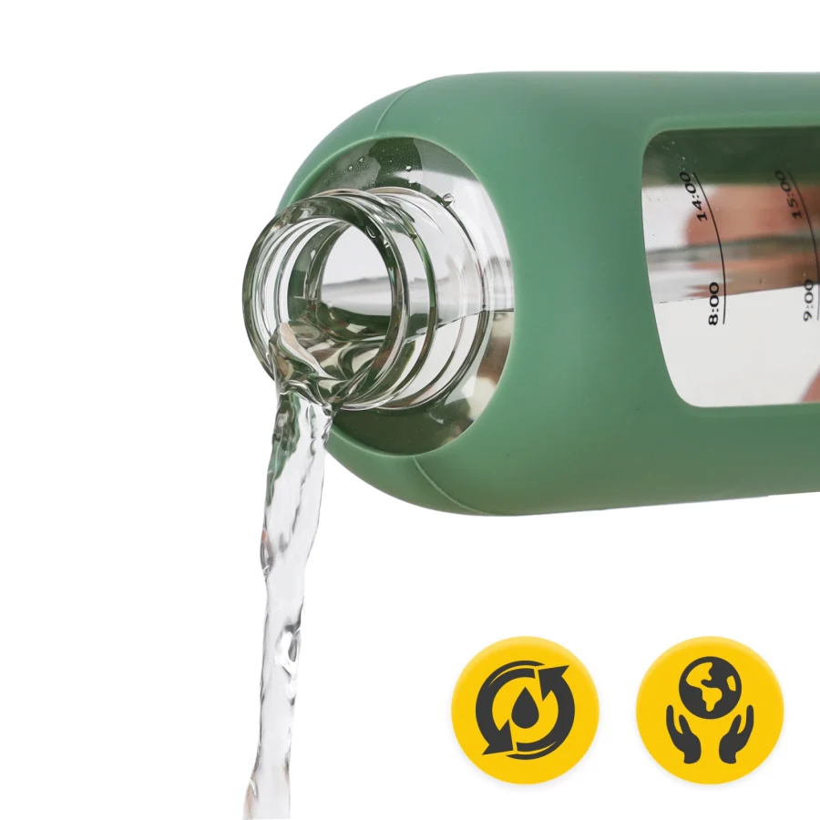 Drikkeflaske i glass 1 l – grønn – bilde 7 av 8