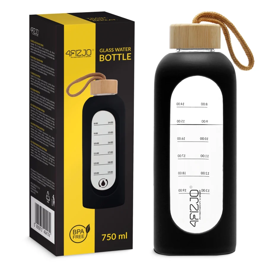 Drikkeflaske i glass 750 ml – svart – bilde 1 av 8