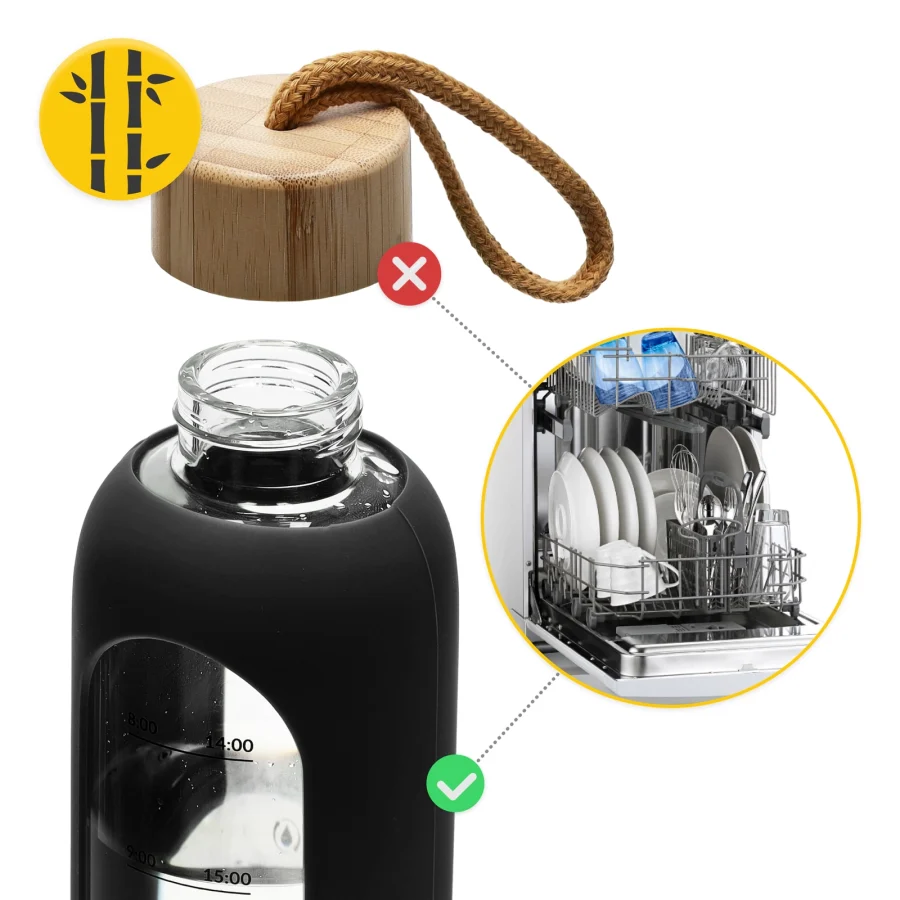Drikkeflaske i glass 750 ml – svart – bilde 6 av 8