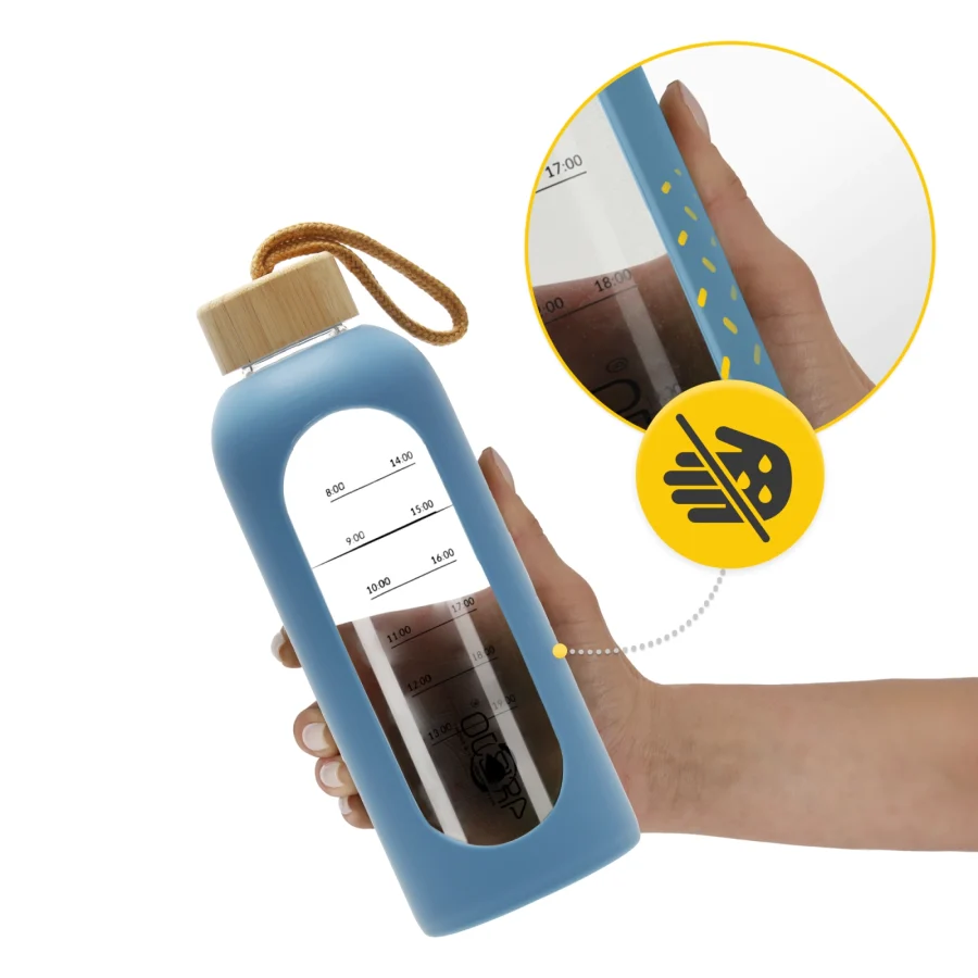 750 ml blå vannflaske i glass – bilde 3 av 8