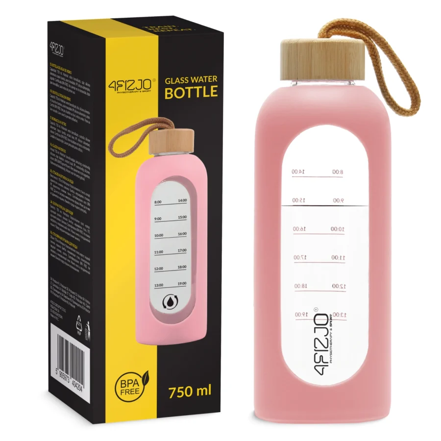 750 ml rosa vannflaske i glass – bilde 1 av 8