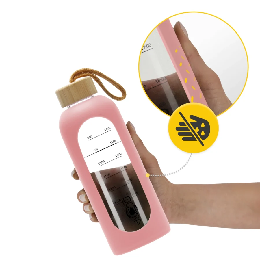 750 ml rosa vannflaske i glass – bilde 3 av 8