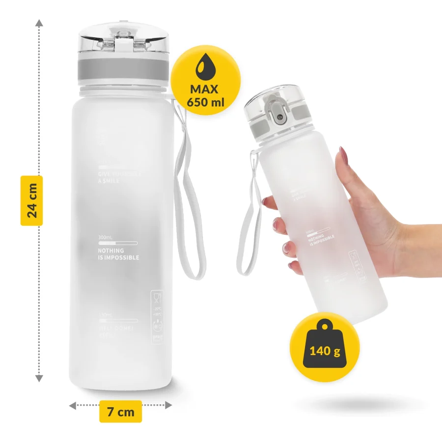 650 ml sportsvannflaske grå – bilde 4 av 8