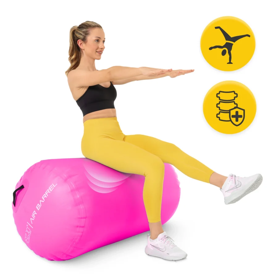 Oppblåsbar gymnastikkrulle Air barrel 60 cm rosa – bilde 5 av 8