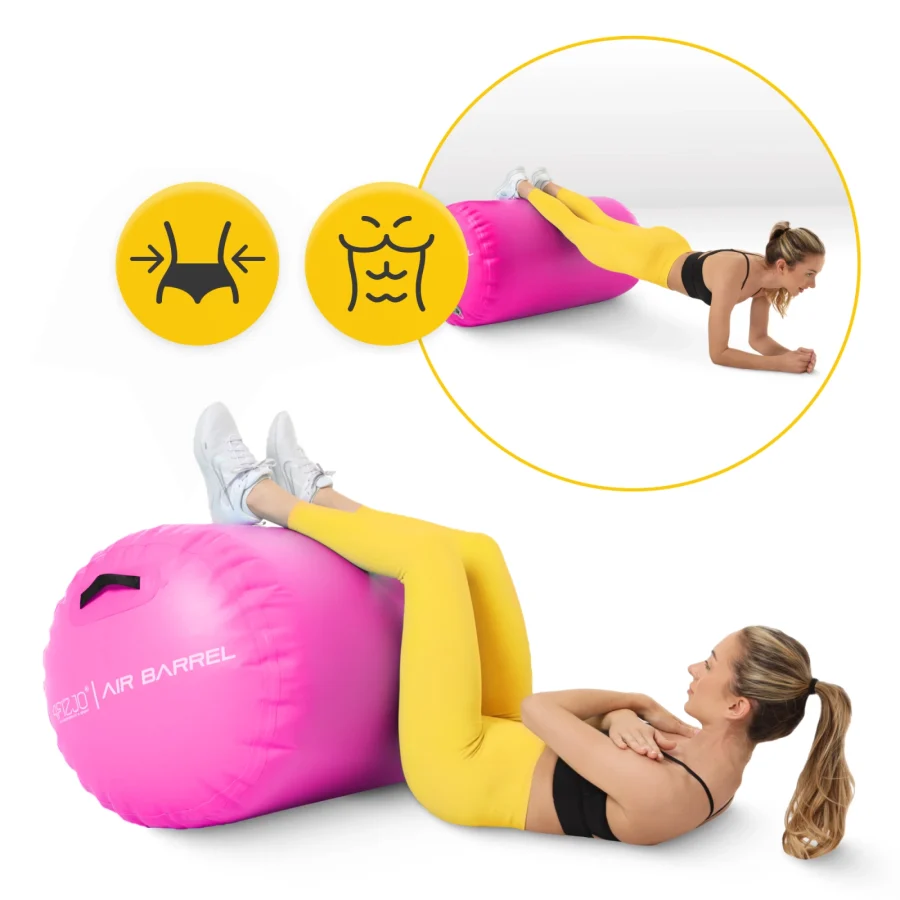 Oppblåsbar gymnastikkrulle Air barrel 60 cm rosa – bilde 7 av 8