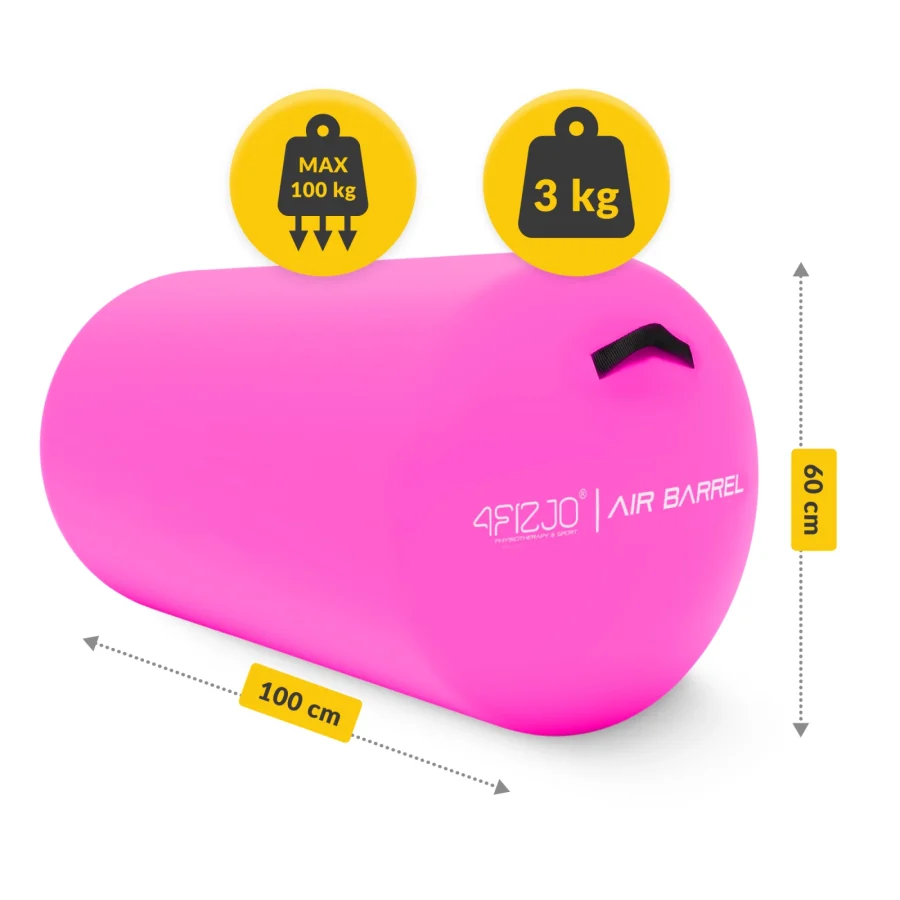 Oppblåsbar gymnastikkrulle Air barrel 60 cm rosa – bilde 8 av 8