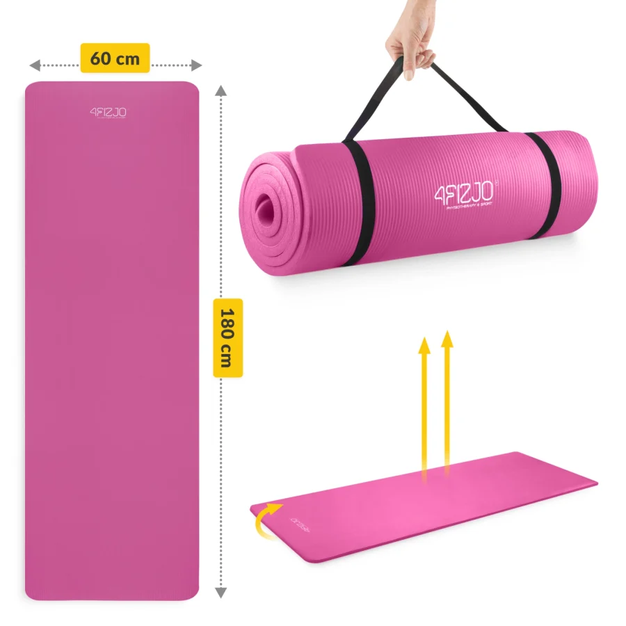 Treningsmatte NBR for yoga og fitness 1 cm rosa – bilde 2 av 8