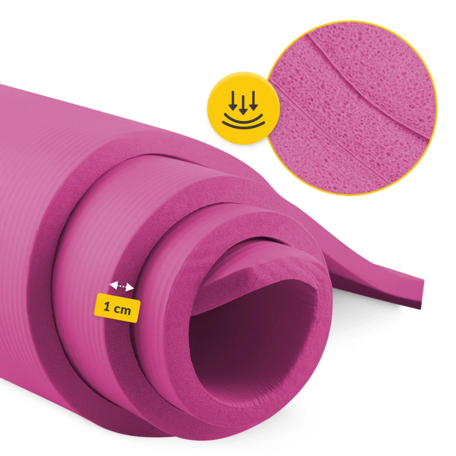 Treningsmatte NBR for yoga og fitness 1 cm rosa – bilde 4 av 8