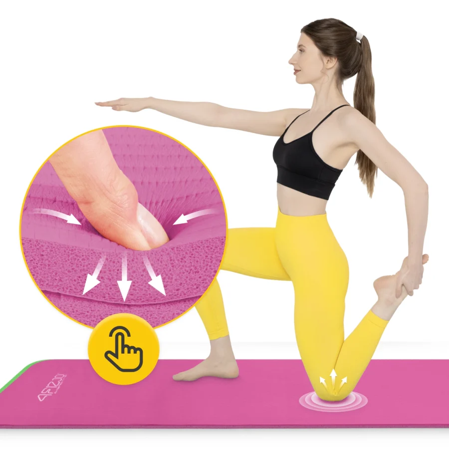 Treningsmatte NBR for yoga og fitness 1 cm rosa – bilde 7 av 8