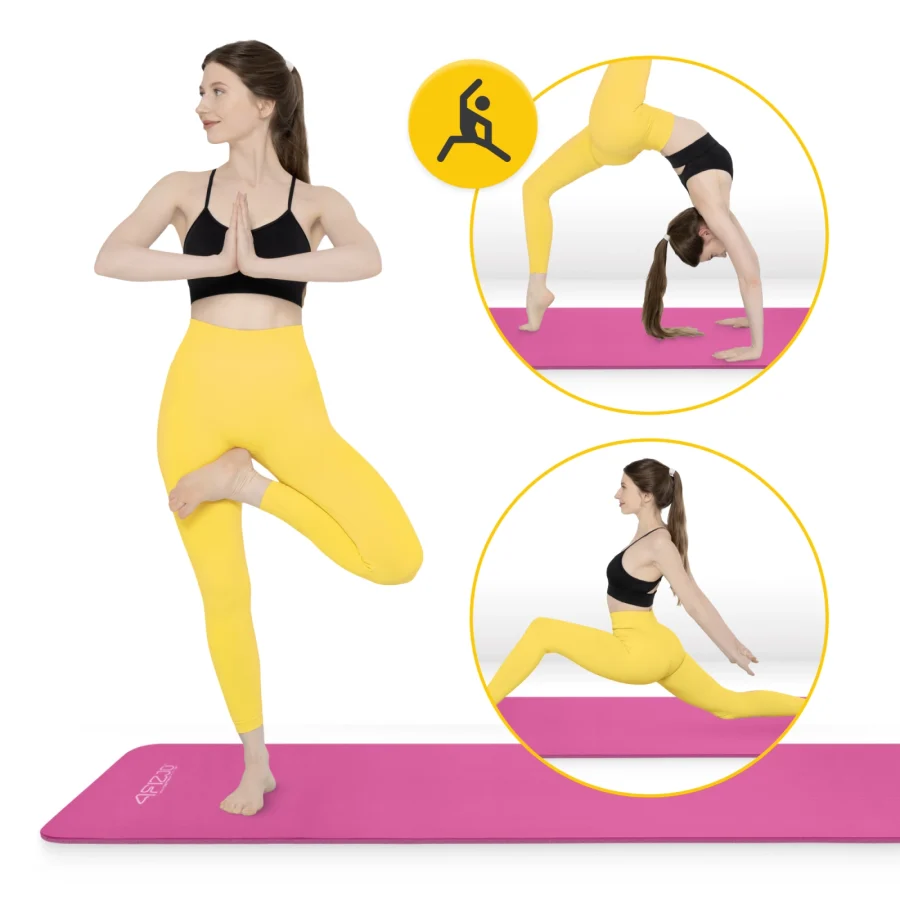 Treningsmatte NBR for yoga og fitness 1 cm rosa – bilde 8 av 8