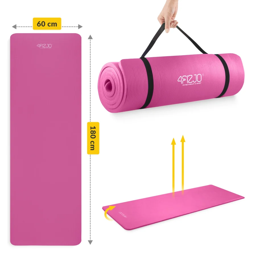 Treningsmatte NBR for yoga og fitness 1,5 cm rosa – bilde 5 av 8