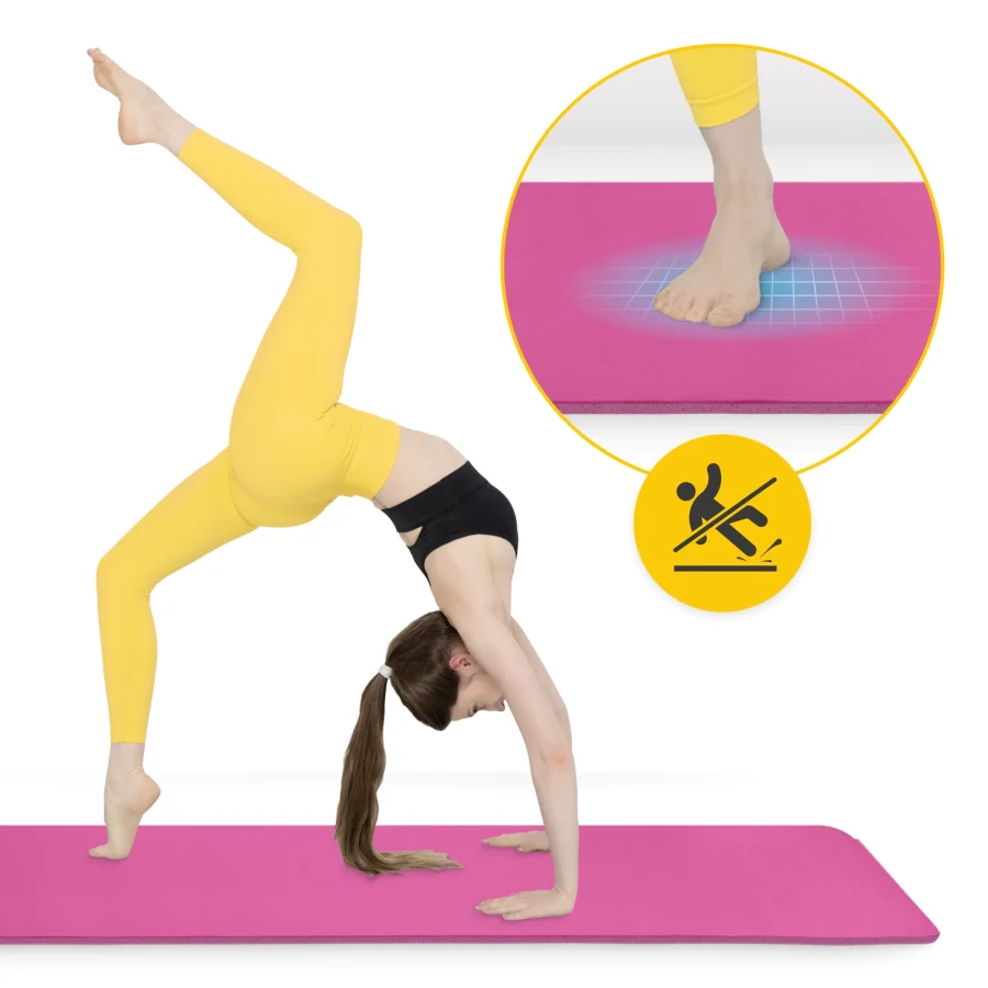 Treningsmatte NBR for yoga og fitness 1,5 cm rosa – bilde 8 av 8