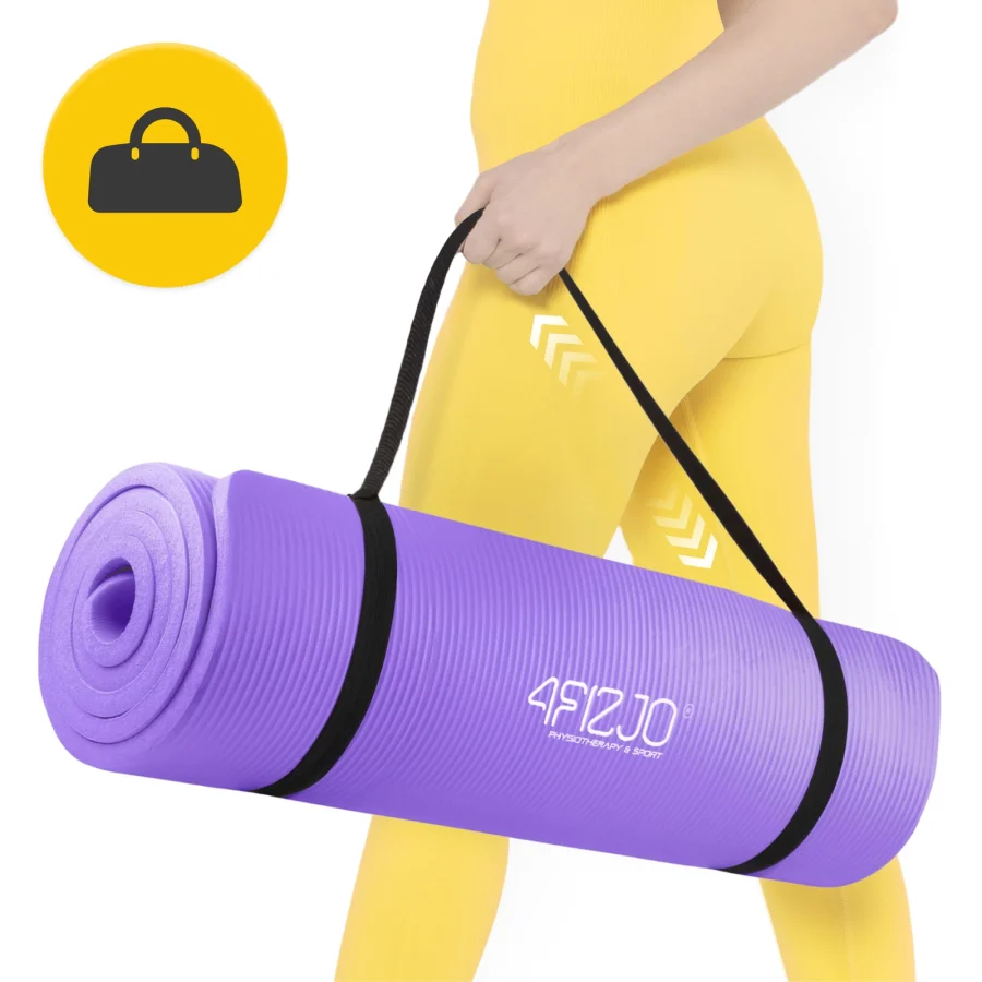Treningsmatte NBR for yoga og fitness 1 cm lilla – bilde 2 av 8
